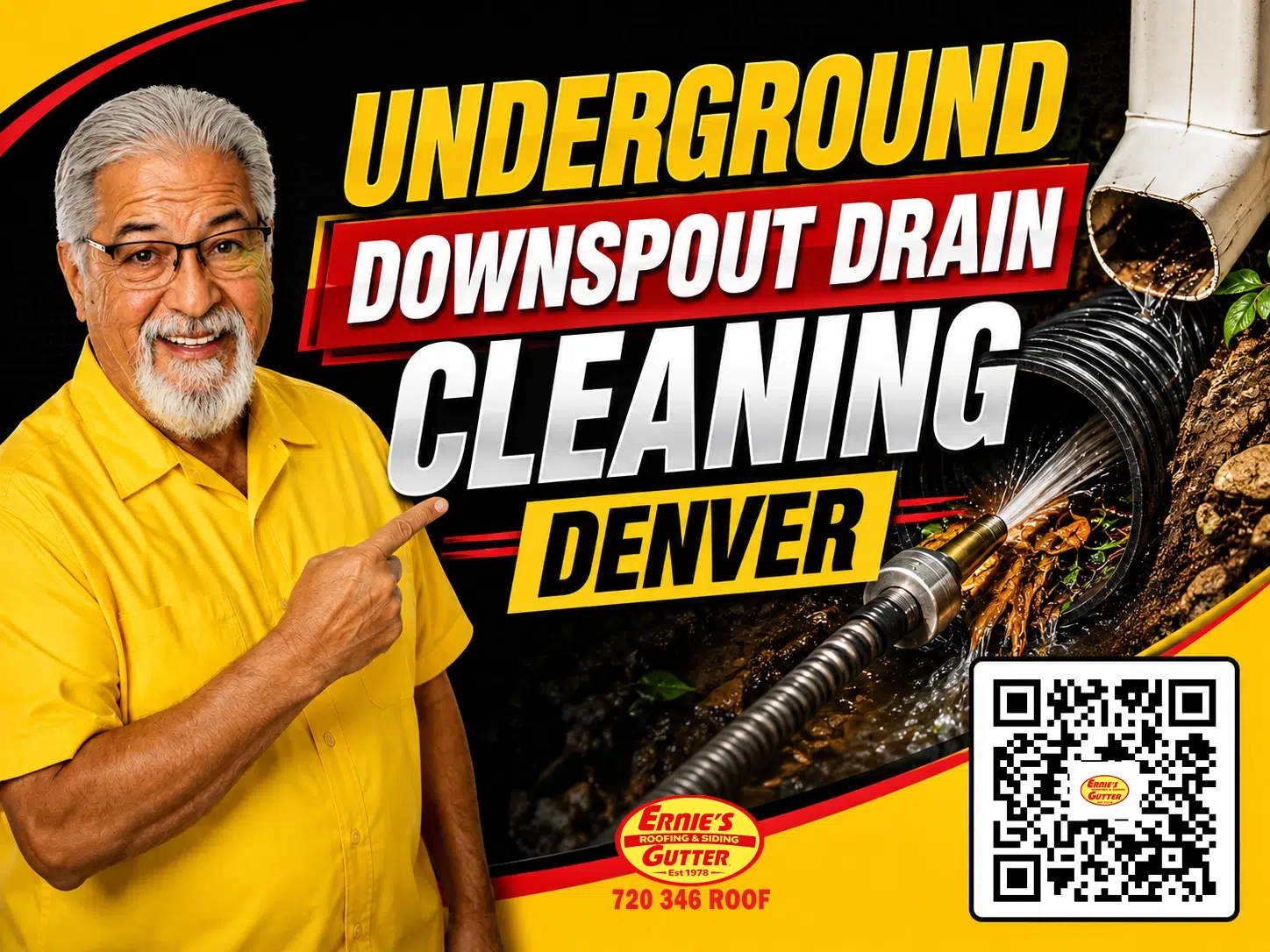 Underground Downspout Drain Cleaning Denver by Ernie's Gutter