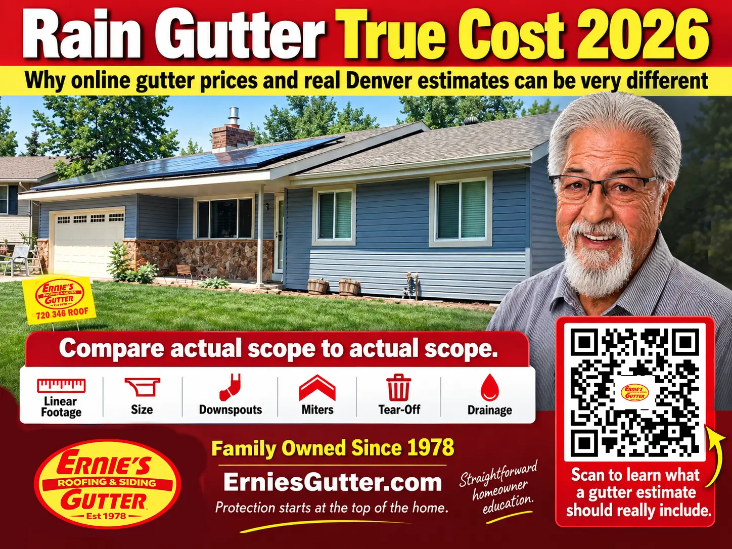 Rain Gutter True Cost 2026 Denver gutter pricing guide by Ernie's Gutter
