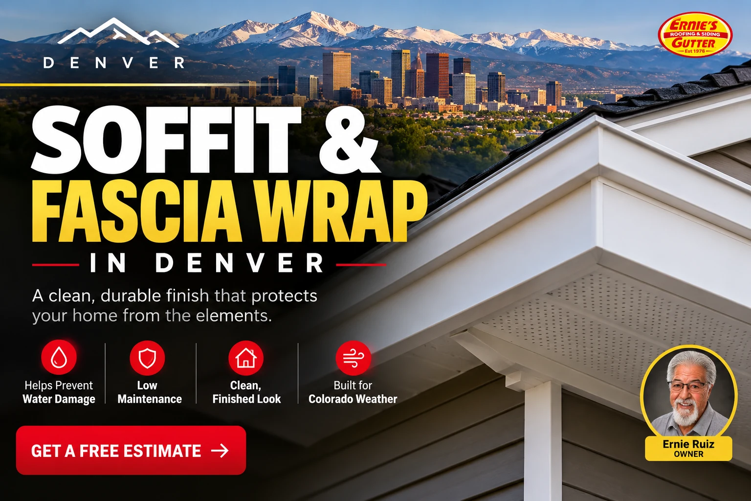 Soffit and Fascia Wrap Denver by Ernie's Gutter